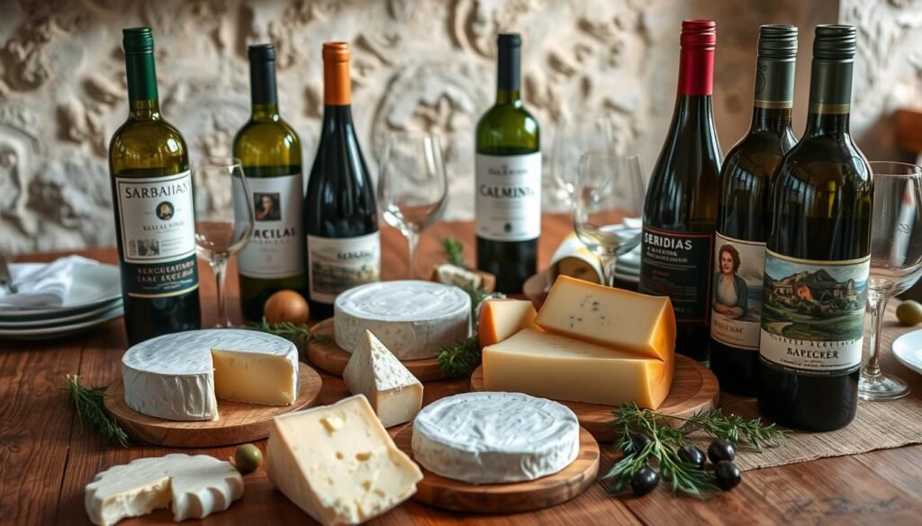 Italian cheese and Sardinian wine